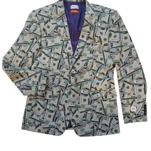 OPPOSUITS Benjamin Franklin  $100 bill blazer.  Mens.  Size 42.